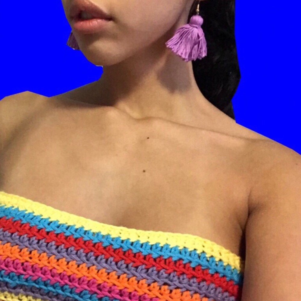 Purple tassel earrings